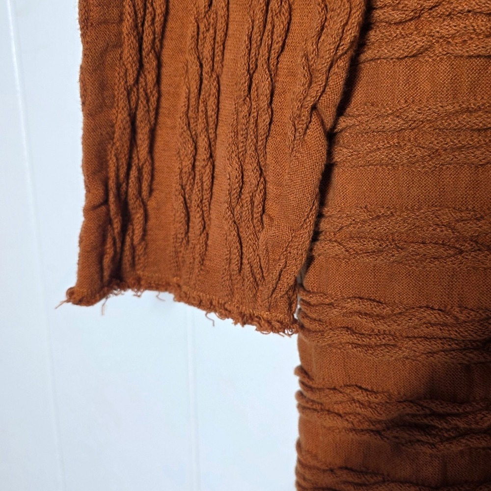 Free People Shes A Keeper Textured Sweater Dress Rust Orange Boho Oversized L - Picture 8 of 14